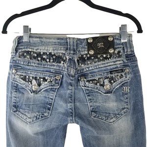 Miss Me JE5392B2L Bling Rhinestone Tall Long Boot Stretch Denim Jeans Sz 27 DK56
